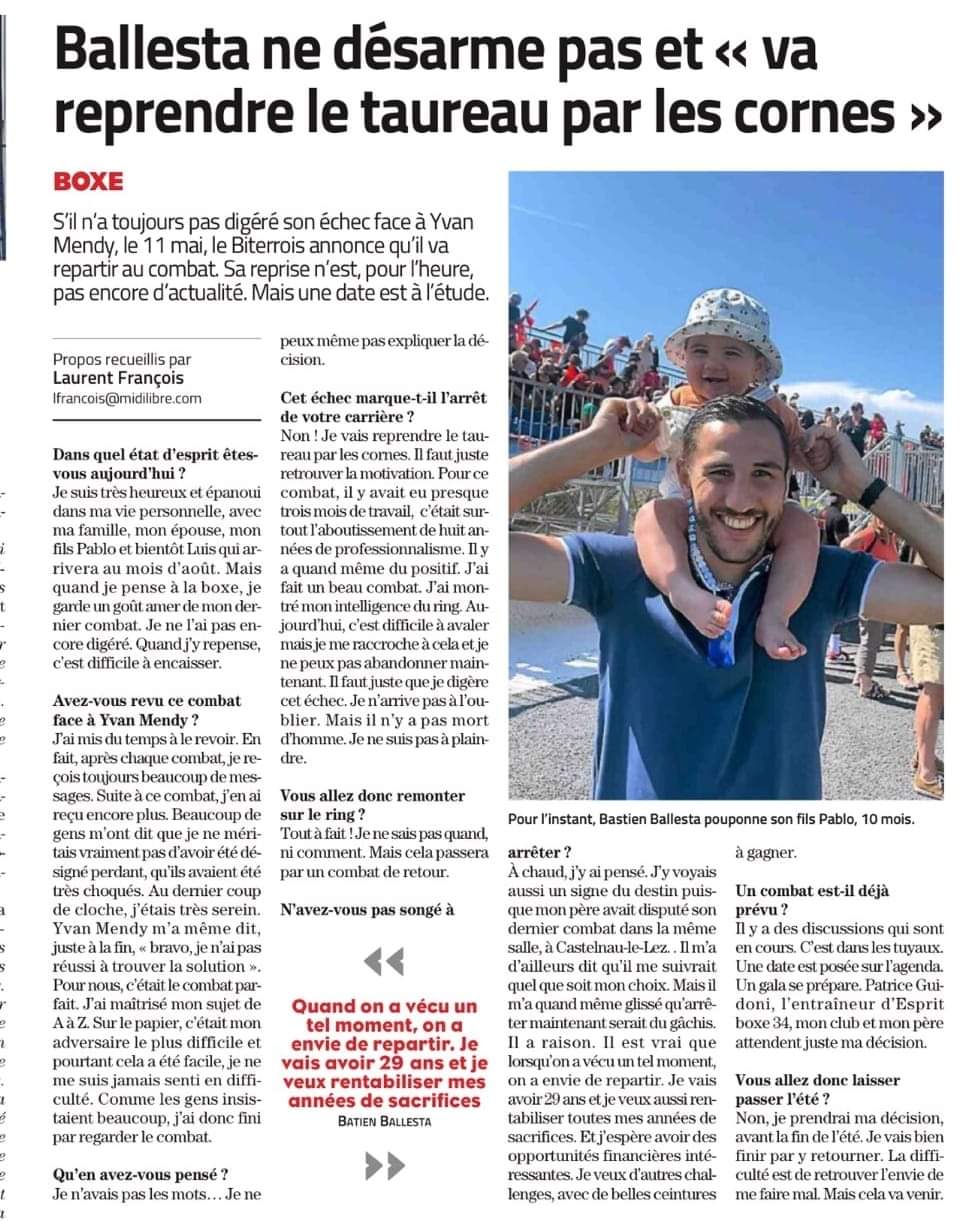 Bastien ne désarme pas et "va reprendre le taureau par les cornes"