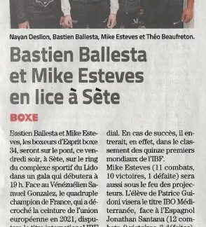 Bastien BALLESTA et Mike ESTEVES en lice à Sète