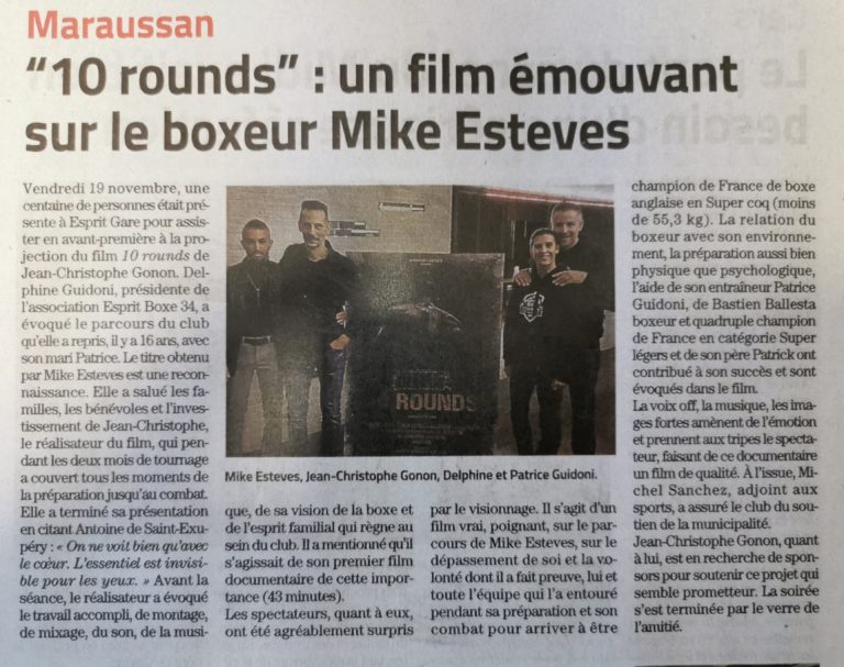 "10 ROUNDS" : un film émouvant sur le boxeur Mike ESTEVES